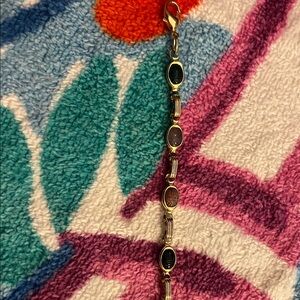 Gold and Black Oval Link Bracelet